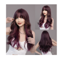 Long Wavy Wigs with Bangs Ombre Dark Blonde